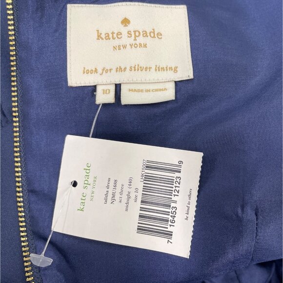 Kate Spade Blue Talitha Dress With Ruffle Hem & Gold Zipper Back Size 10 - New - Picture 6 of 8